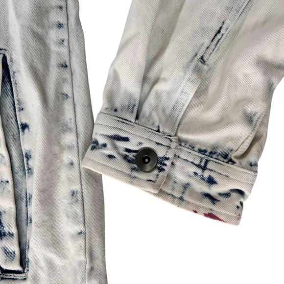 Y2k Acid Wash Jean Jacket Medium Casual Versatile Distressed 90s Upcycle It READ - Picture 3 of 14